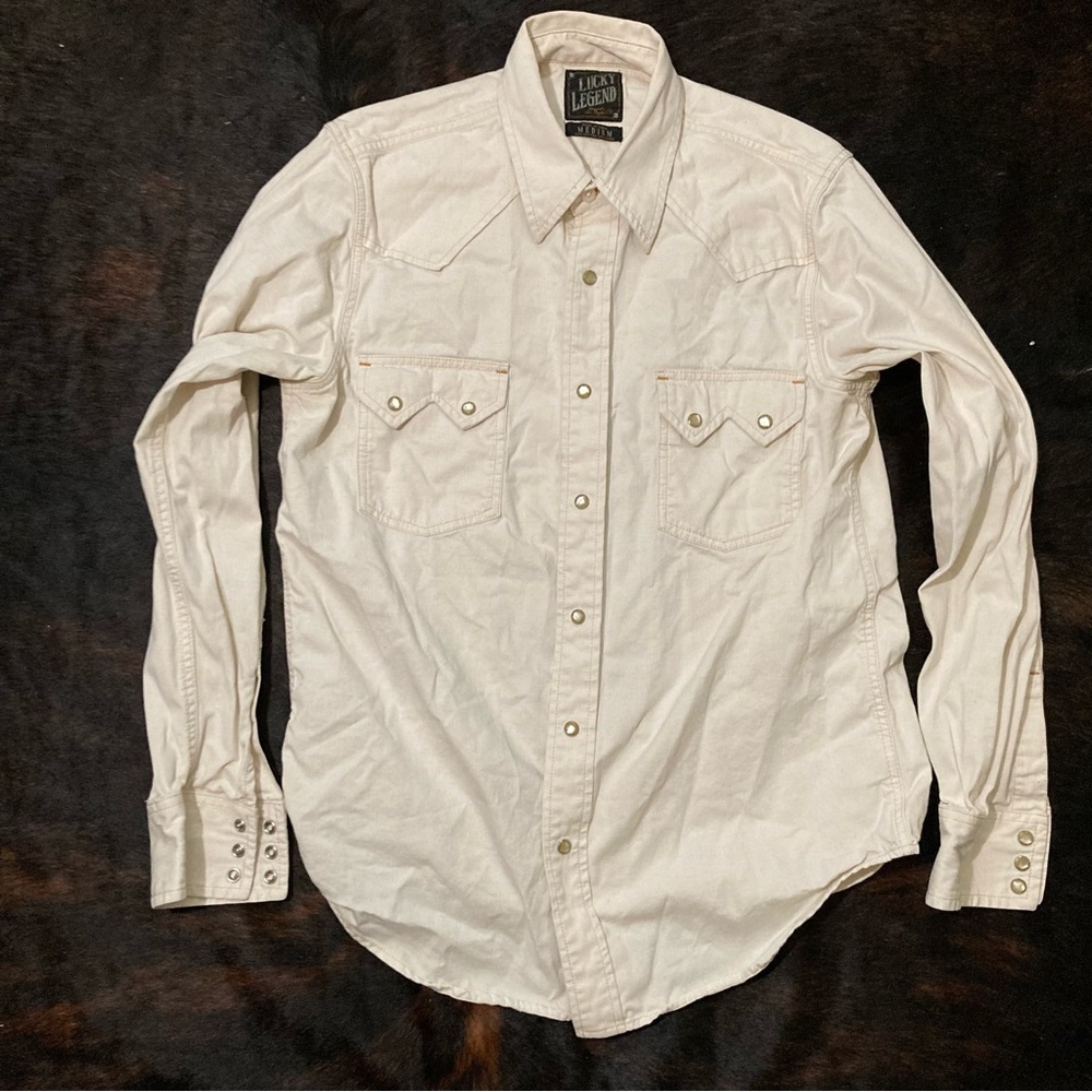 Lucky brand, Lucky Legend White Denim pearl snap. Size M